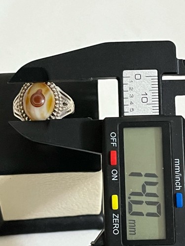 Men's silver 925 Ring Natural Yemen Agate Aqeeq Rare عقيق سليماني عين صريحة - Picture 12 of 12