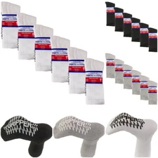 6 PK Mens Non-slip Anti Skid Grip Cotton Crew Non Slip Diabetic Hospital Socks