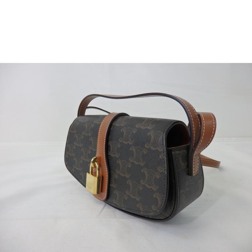 Celine Strap Clutch/Triomphe Canvas Calfskin/Tan/10I592Dq2