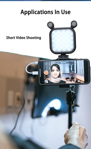 Stereo Microphone RGB Fill Light Real-time Monitoring LED Video Light VLOG Kit - Picture 16 of 24
