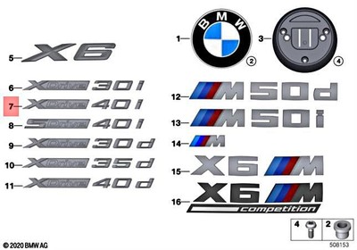 Genuine BMW X6 G06 X6 40iX SAC Lettering X-DRIVE 40I 51147436014 