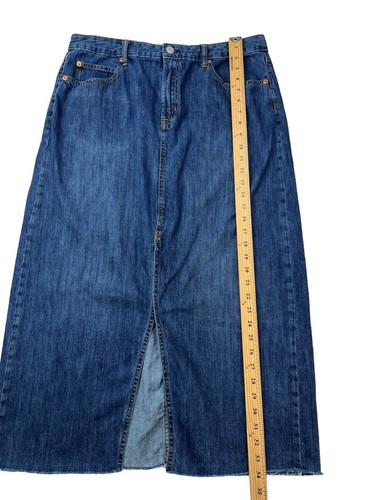 Gap Denim Women's Size 32 Maxi Long Raw Hem Dark Wash Skirt - Picture 18 of 24