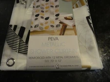 new Black Gold White LEAVES Foliage  PEVA Vinyl SHOWER CURTAIN METAL GROMMETS