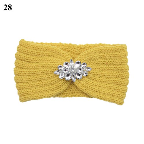 Women Crochet Knitted Turban Headband Rhinestone Bead Hairband Head Wrap Warme ∂ - Bild 40 von 40