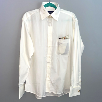 ivory dress shirt french cuffs NWOT Bruno Conte Formal Pocket Sq 15 1/2 (34/35) price-$300 - $400