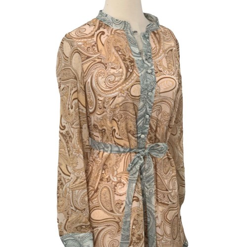 Abito con cintura Laundry by Shelli Segal stampa paisley boho chic manica lunga taglia 6 - Foto 4 di 12