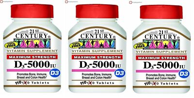 21st Century D 5000 IU Tablets  110 Count X 3 Packs
