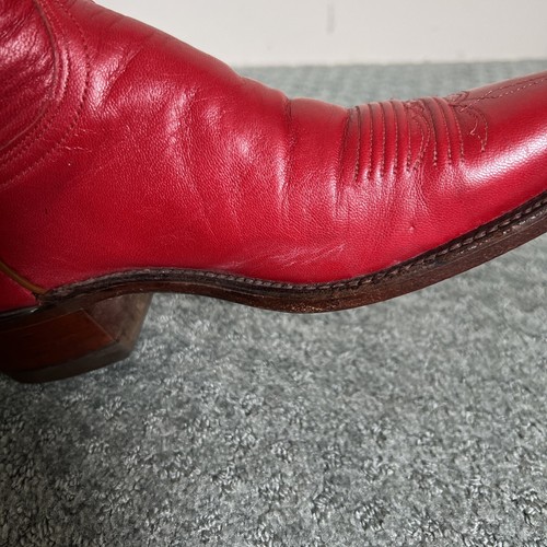 Lucchese 7 B 1883 Western Red Western Cowboy Cowgirl Boots Christmas Red White - Picture 11 of 13