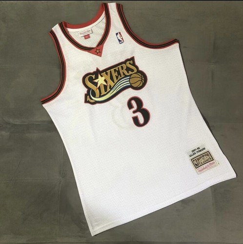 Maillot rétro Philadelphia 76ers Allen Iverson blanc saison régulière basketball - Photo 1/9