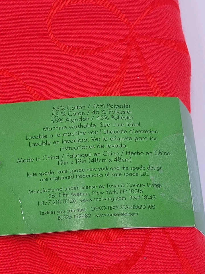 Kate Spade All Wrapped Up Christmas Bows Cranberry Red Tablecloth and Napkin Set - Image 4 of 4