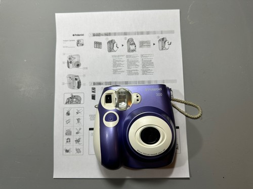 Polaroid 300 Instant Film Camera - Purple And White - Tested - With Strap