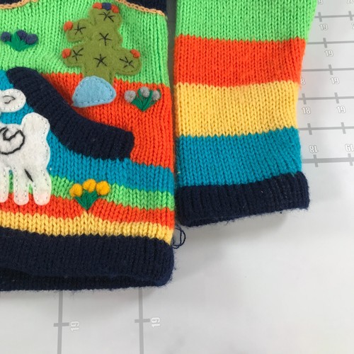 Peruvian Sweater Hoodie Girls Small Alpaca Animal Scene Lamb Bunny Full Zip - Picture 2 of 15