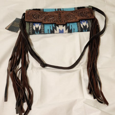 American Darling Hand Tooled Leather Crossbody with Fringe Women Bag Purse