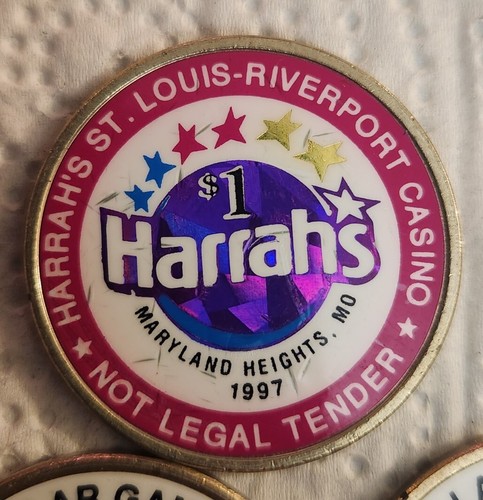 (2)PLAYER'S ISLAND & HARRAHS CASINO $1 GAMING COIN/TOKEN - Maryland Heights, MO - Picture 6 of 8