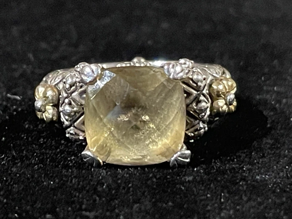 Barbara Bixby 黄水晶鸡尾酒戒指 纯银 18k 金色 尺寸 6.5 — 第 2/4 张图片