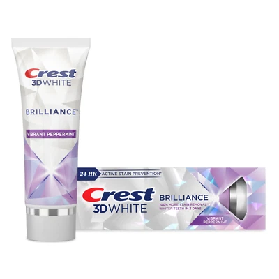 Crest 3D White Brillance Vibrant Menthe Poivrée Dentifrice 130 G - Photo 1/4