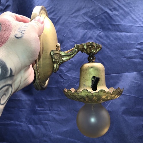 Pair of decorative Antique raw yellow brass sconces Rewired Lights 4K - Picture 3 of 4