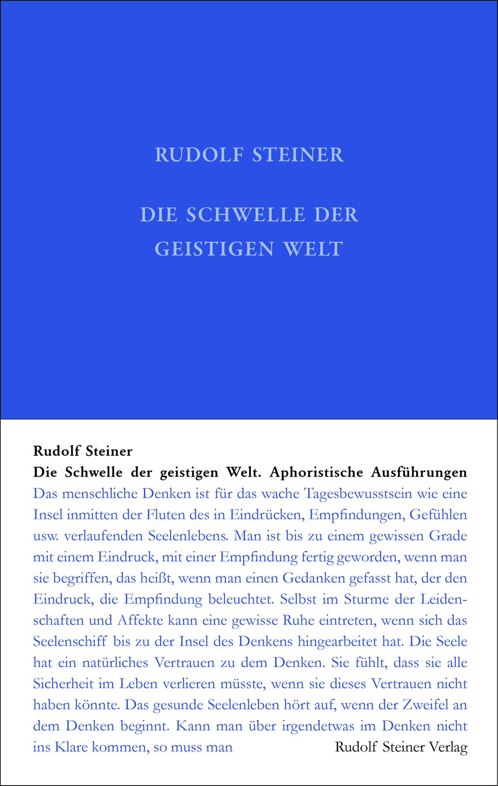 Thumbnail - Rudolf Steiner; Rudolf Steiner Nachlassverwaltung / Die Schwelle Der