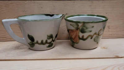 JOHN B TAYLOR Ceramics ''Harvest Pear'' CREAMER & SUGAR (no lid) 1960s Vintage