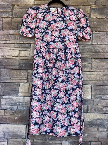 LAURA ASHLEY Mother & Child 11 12 Floral Puff Sleeve Cotton Cottagecore Dress - Picture 3 of 7