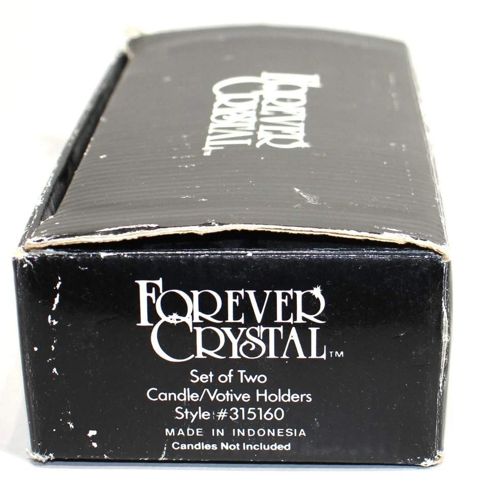 Forever Crystal CANDLE HOLDERS Clear Glass Round Faceted Set Of 2 3” Vintage - Image 4 of 4