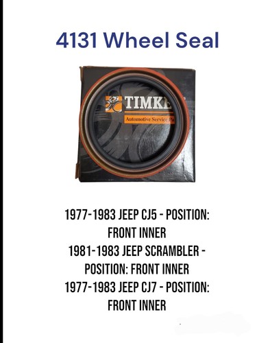 4131 Timken Wheel Seal Front Inner Interior Inside New for Jeep CJ7 CJ5 76-83 - Picture 2 of 3