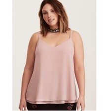 Torrid Sophie Chiffon Relaxed Double Layer Swing Cami Tank Top Dusty Pink 2X