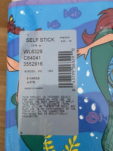 Vintage Disney The Little Mermaid Self Stick Border Wall Paper Removable 5 Yards - Picture 4 of 4
