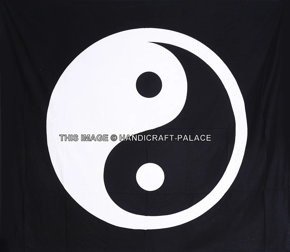 Yin Yang Mandala Tapestry Queen Bed Sheet Bed Cover Indian Bedding Coverlets Set - Image 2 of 3