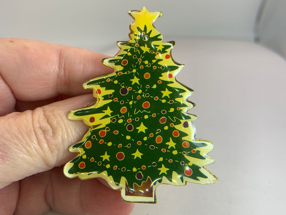 ぷいちゃ 　  クリスマスツリー 2008 Christmas Tree Enamel Vintage Gold Brooch Tack Pin V-7857 | eBay