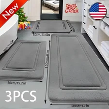 3PCS Bathroom Rug Memory Foam Bath Mat Set - Small Midium and Large Bath Rugs US