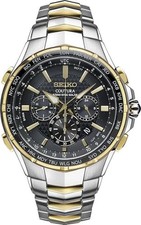 SEIKO Solar Stainless Steel Chronograph Wristwatch Japan Mens Classic