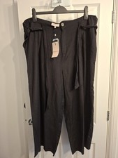 Image of ONLY CARMAKOMA SUMMER TROUSERS BLACK SIZE 20 LENZING LINEN BLEND WIDE LEG BNWT