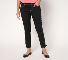 Belle by Kim Gravel Petite TripleLuxe Twill Button Ankle Jean Black 8 New