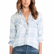 Rails Hunter Plaid Button Down Shirt Size M Whit/Blue
