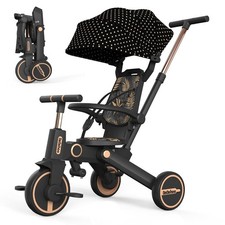 Tricycle Stroller Toddler Foldable Baby 7 in 1 Gold