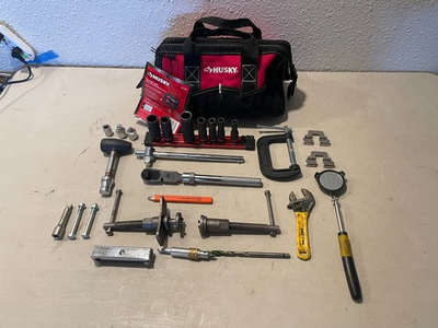#ad Husky Tool Bag amp; Mechanic Lot: Deep Impact Sockets Ratchet C Clamp Brake Tool $74.99