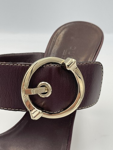 GUCCI Juanita Oxblood Burgundy Leather Sandals Gold Buckle Heels IT 38,5 US 8,5 - Bild 16 von 17