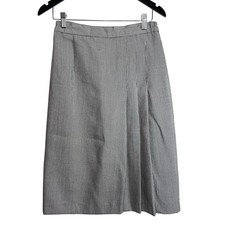 Vintage Houndstooth Size 8 Pleated Skirt Knee Length Professional Career Midi