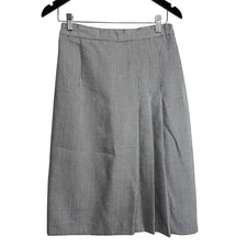 Vintage Houndstooth Size 8 Pleated Skirt Knee Length Professional Career Midi