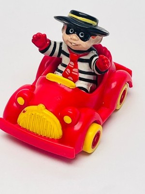 Vintage McDonalds Hamburglar Sitting Toy Figure w/ Car 1980s