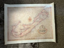 J. Longacre Bermuda Map 1991 Unframed. Comes Rolled Up.