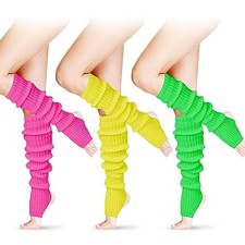 Long Leg Warmers for Women 24 Inch over The One Size 3 Yellow, Green, Rose Red