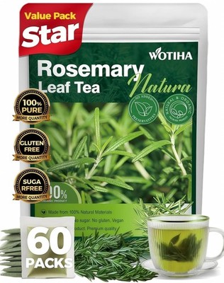 60 Count Premium Rosemary Leaf Tea Bags - 100% Pure Natural Rosemary Leaves