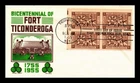 Dr Jim Stamps 3C Fort Ticonderoga Block Cachet Craft Ken Boll First Day Cover