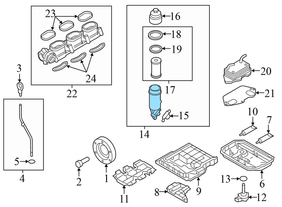 AUDI A8 QUATTRO 2012-2014 - Carcasa/adaptador filtro aceite motor 06E115405K Foto 3 de 4