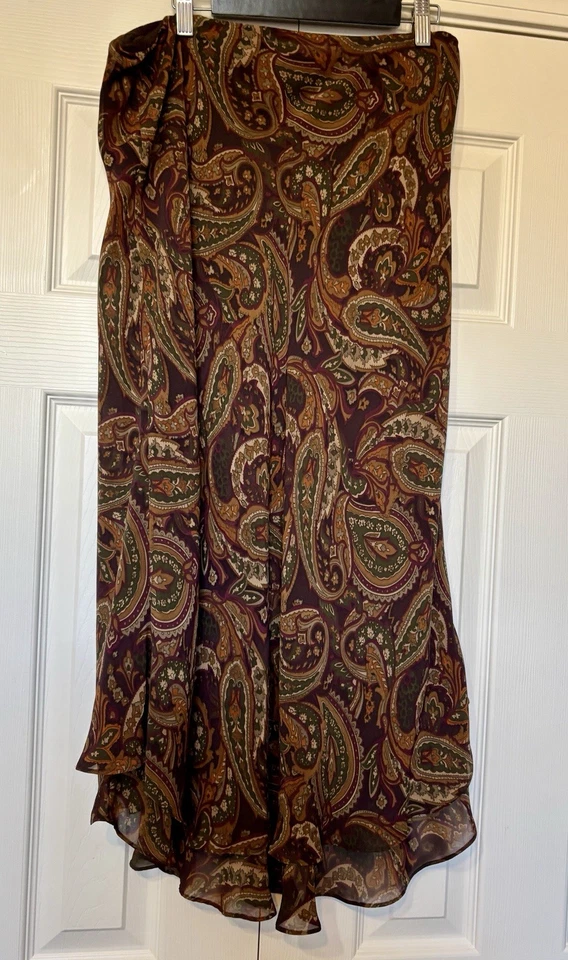 CHAPS Ralph Lauren Autumn Color Paisley Skirt -Medium - image 2 of 4