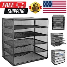 5 Slot Desk Rectangular Organizer Tray, Black, 13.6 x 9.5 x 12.8 inch