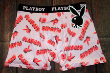 MENS PLAYBOY PINK BOXER BRIEF SIZE M 32/34 