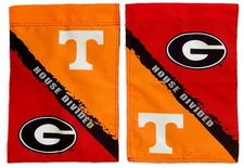 Tennessee and Georgia House Divided Garden Flag 2 Sided NWT Licensed Rivalry Fla